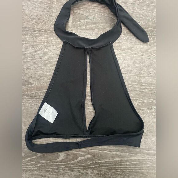 Motel Black High Neck Keyhole Tie Neck Bikini Swimsuit Sz M - Picture 5 of 5